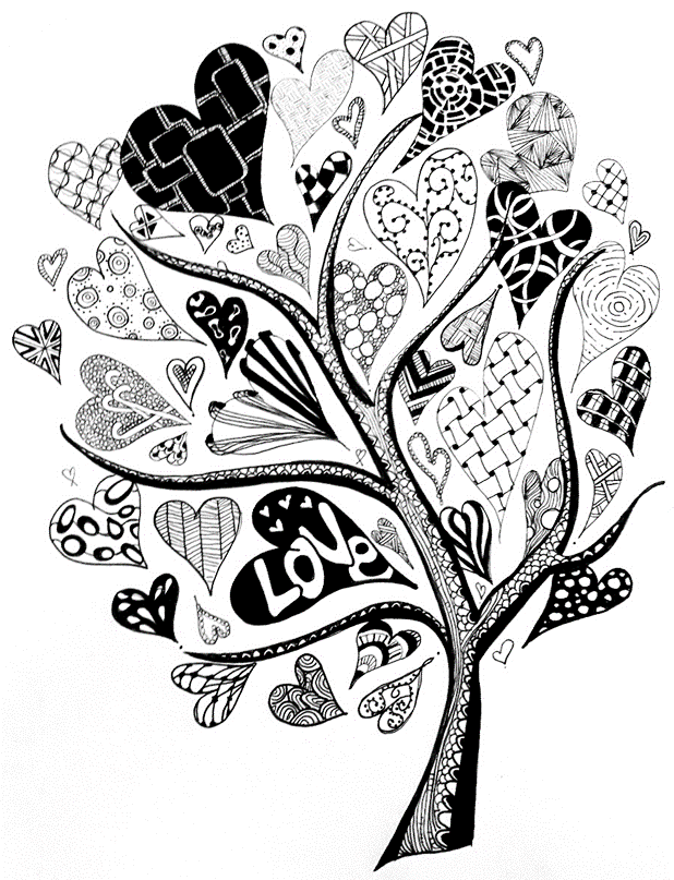 A heart-inspired zentangle